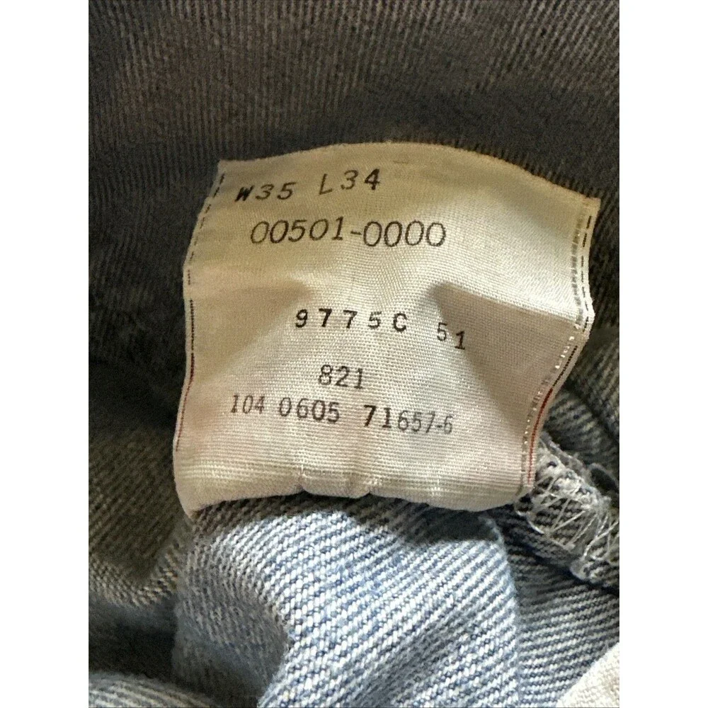 Levi's 501 Button Fly jeans super distressed 35x34 *shrunk* 33x29 retro grunge